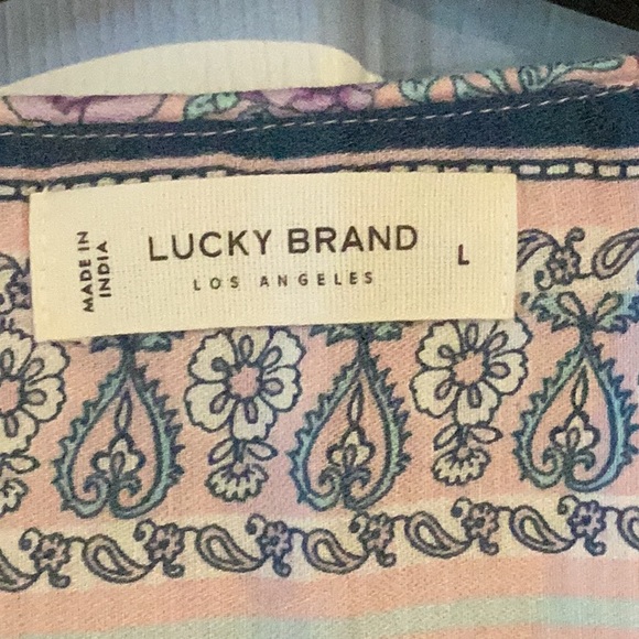 NWOT Lucky Brand Floral Boho Peasant Blouse, Size L - Picture 4 of 10